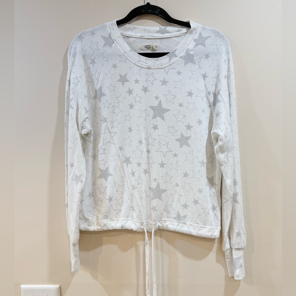 🔥UGG White Star Print Drawstring Sweatshirt Size S EUC🔥 - Picture 1 of 6